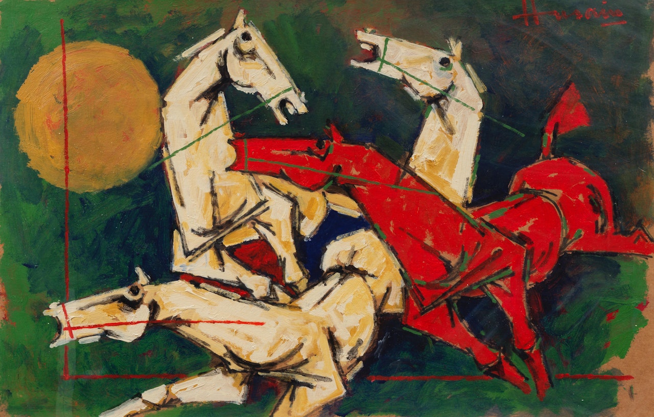 Untitled (Four Horses) by M.F. Husain