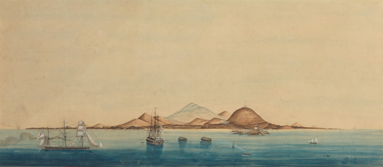 A pair of views of Ascension Island by English School
