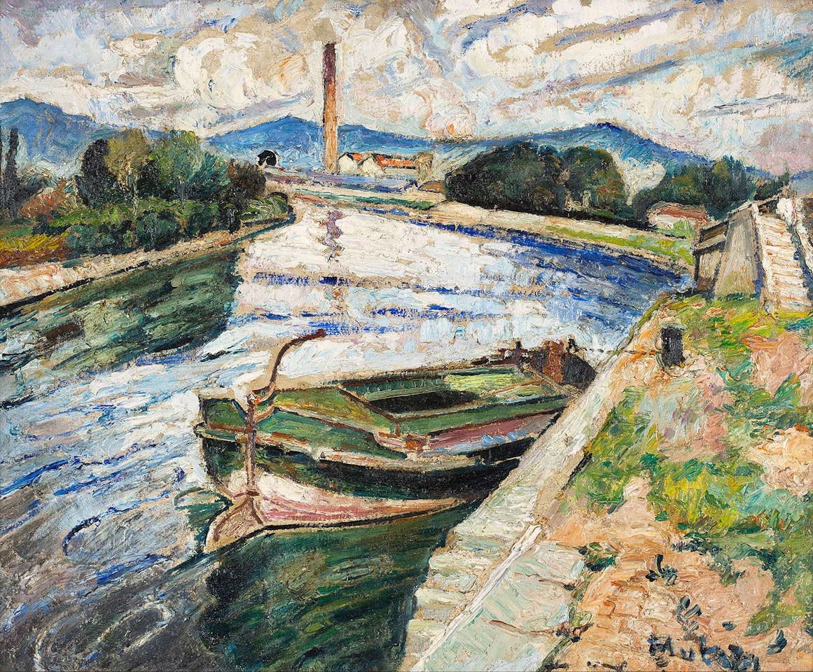 BARGE ON THE RHONE by Mela Muter