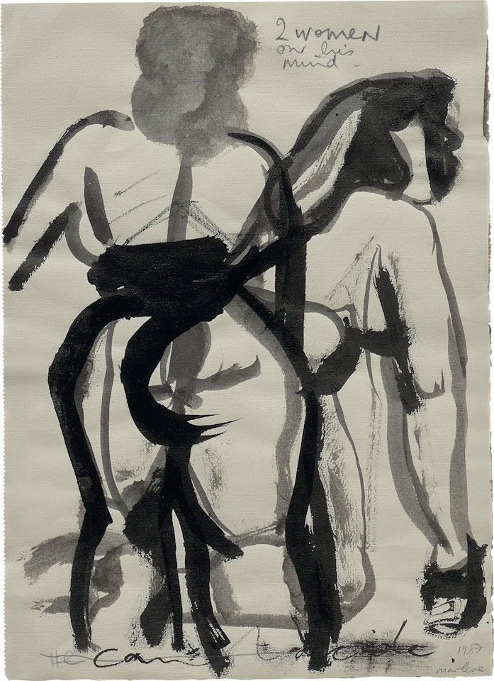 2 Women on his Mind, He can"t decide by Marlene Dumas