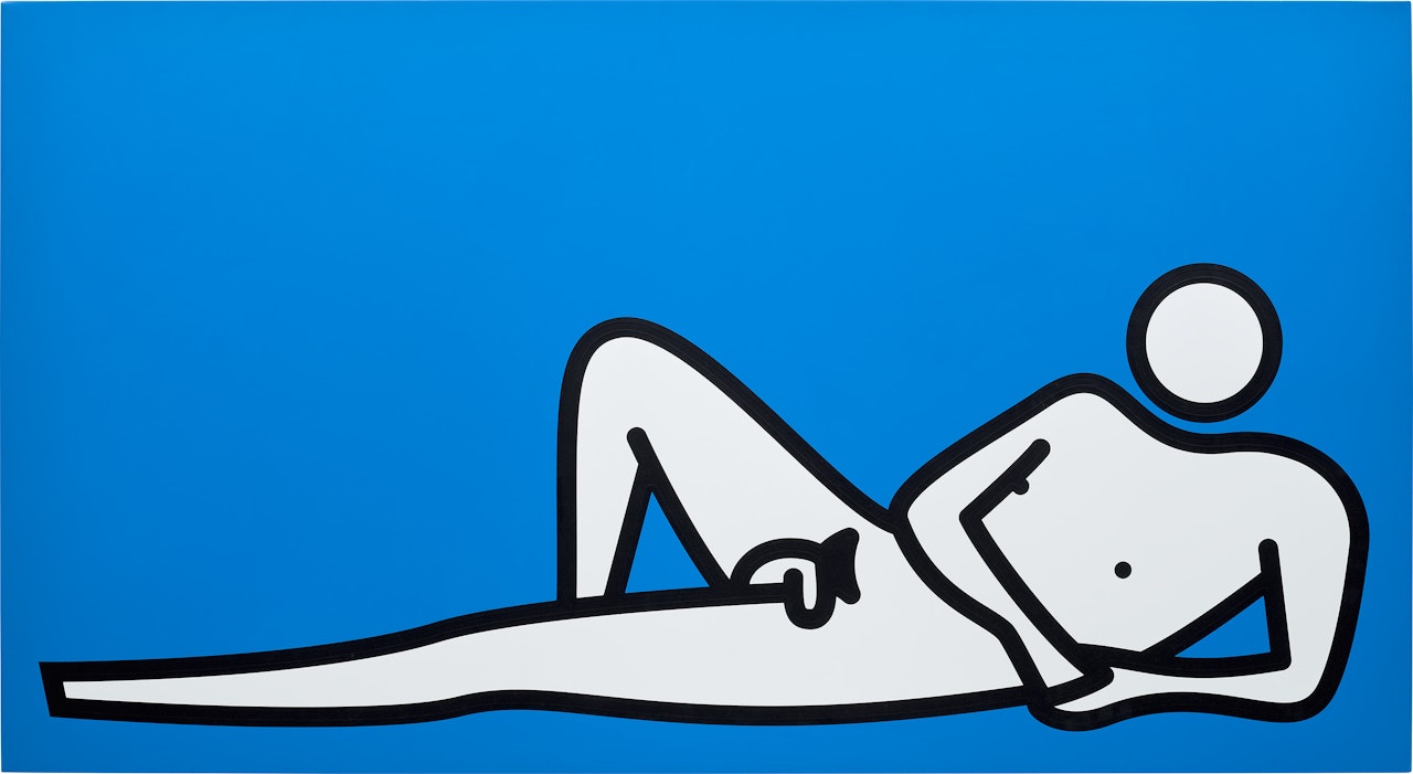 Male Nude Lying Knee Up on Elbow by Julian Opie