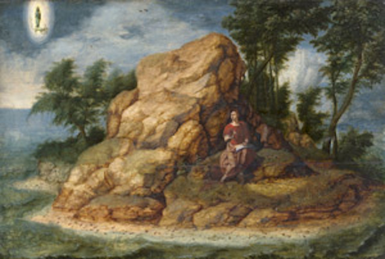 John on Patmos by Flemish School