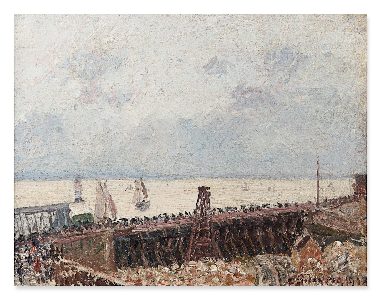 Entrée du port du Havre, temps gris by Camille Pissarro