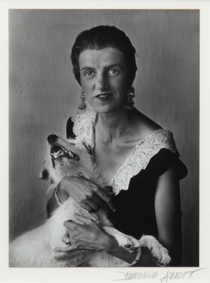 Peggy Guggenheim with Dog by Berenice Abbott