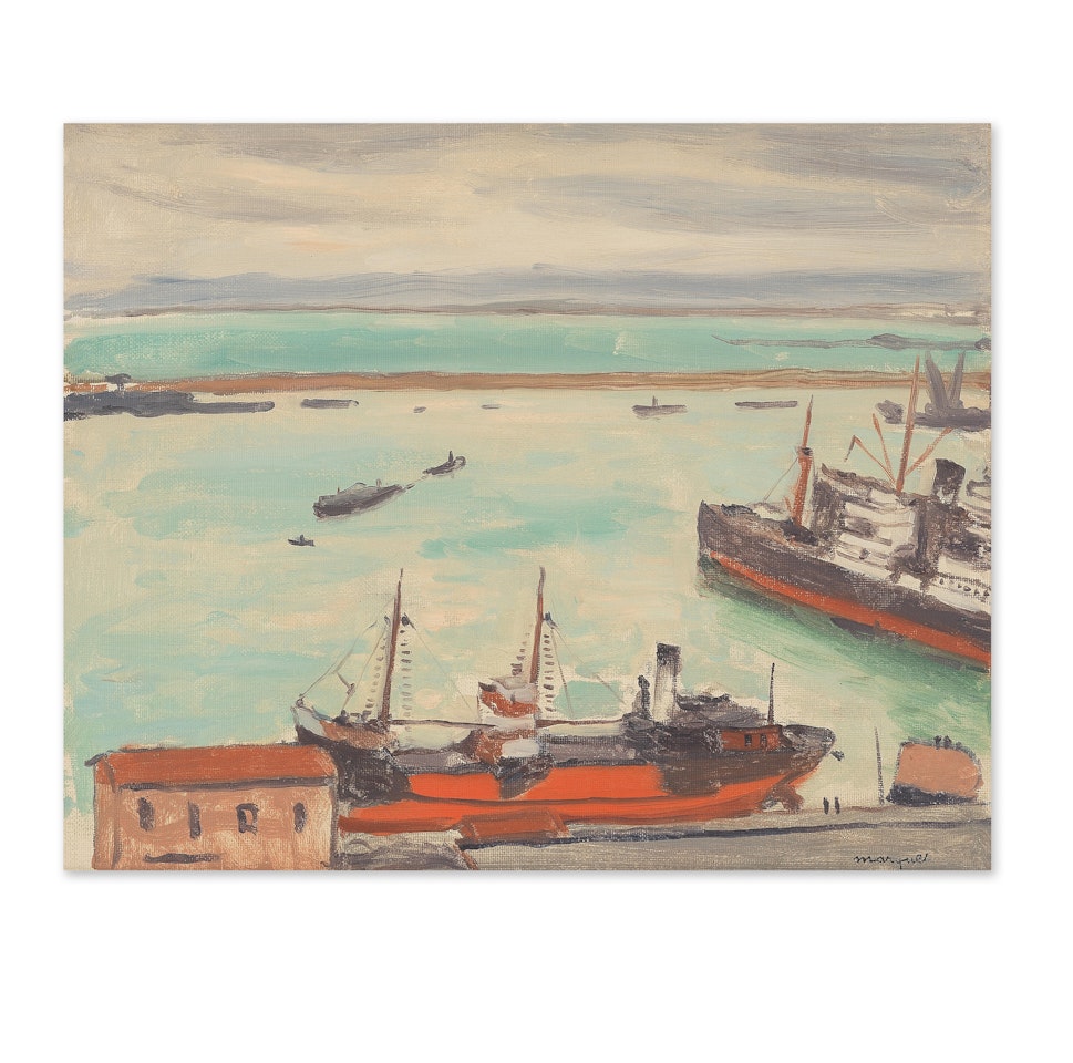 Le bateau rouge à quai by Albert Marquet