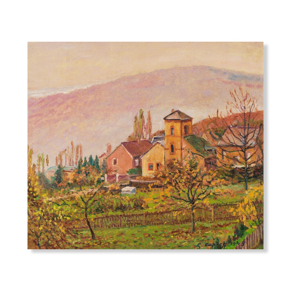 Vue de ma fenêtre, le village de Georgenborn et montagne de Hansen-Kopf by Gustave Cariot