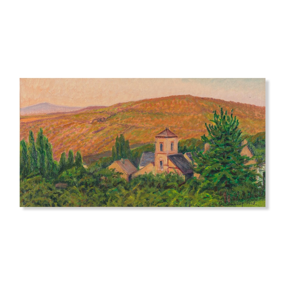 Vue de ma fenêtre, le village de Georgenborn et montagne de Hansen-Kopf by Gustave Cariot