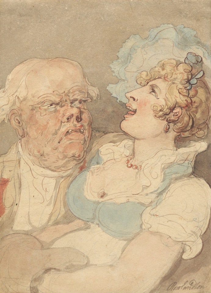 True Love, Older Man with a Younger Lady by Thomas Rowlandson