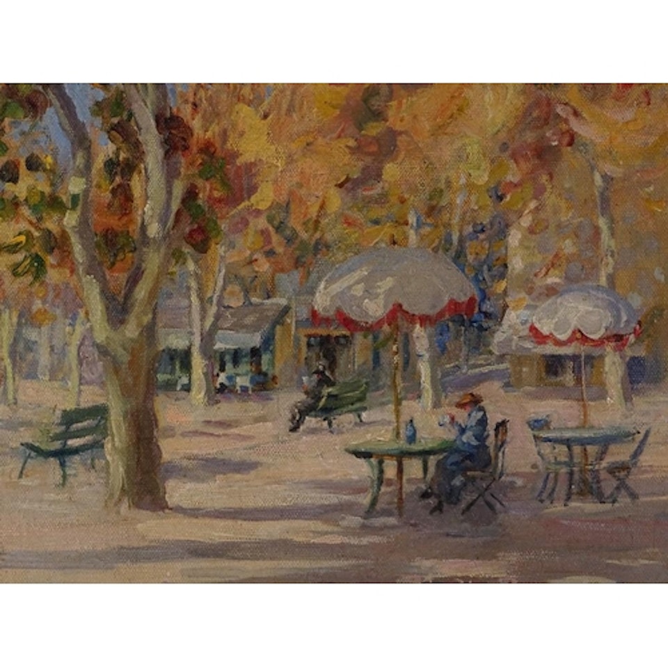 park cafe scene by French School