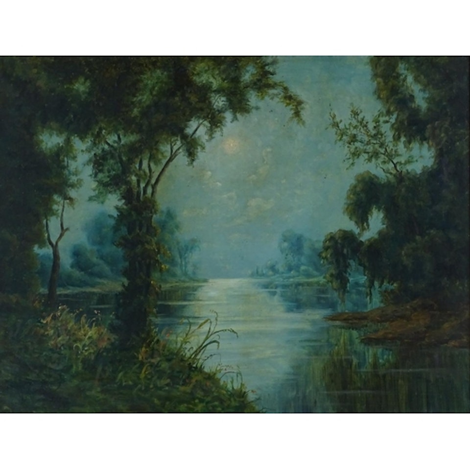 moonlit lake scene by Continental School