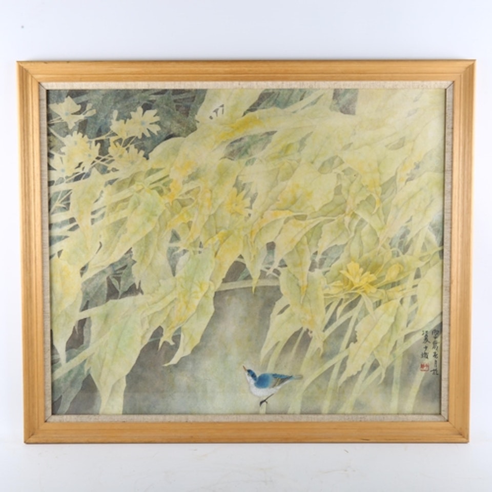 Bird and foliage by Chinese School