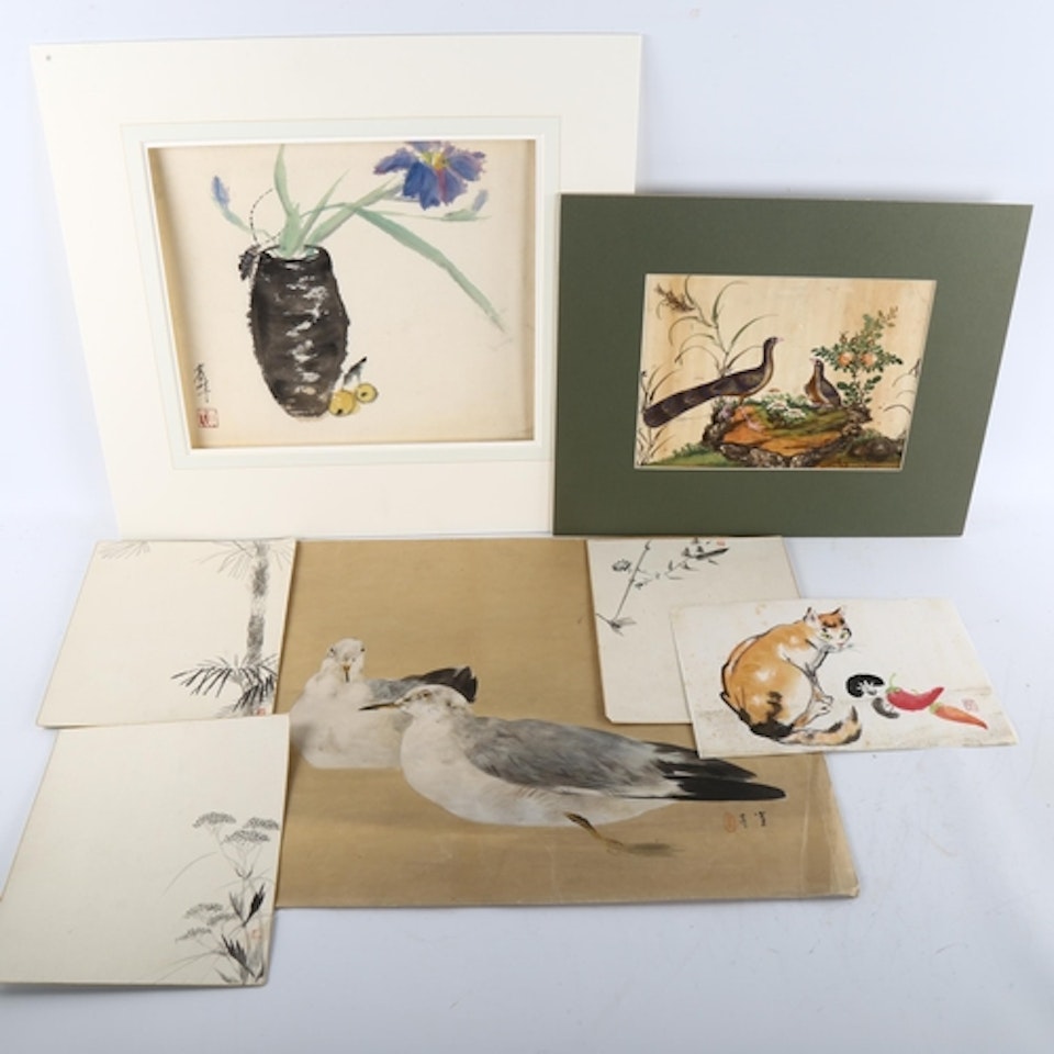 folder of various watercolours by Chinese School