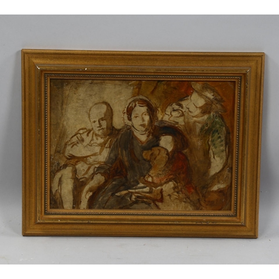family group sketch by English School
