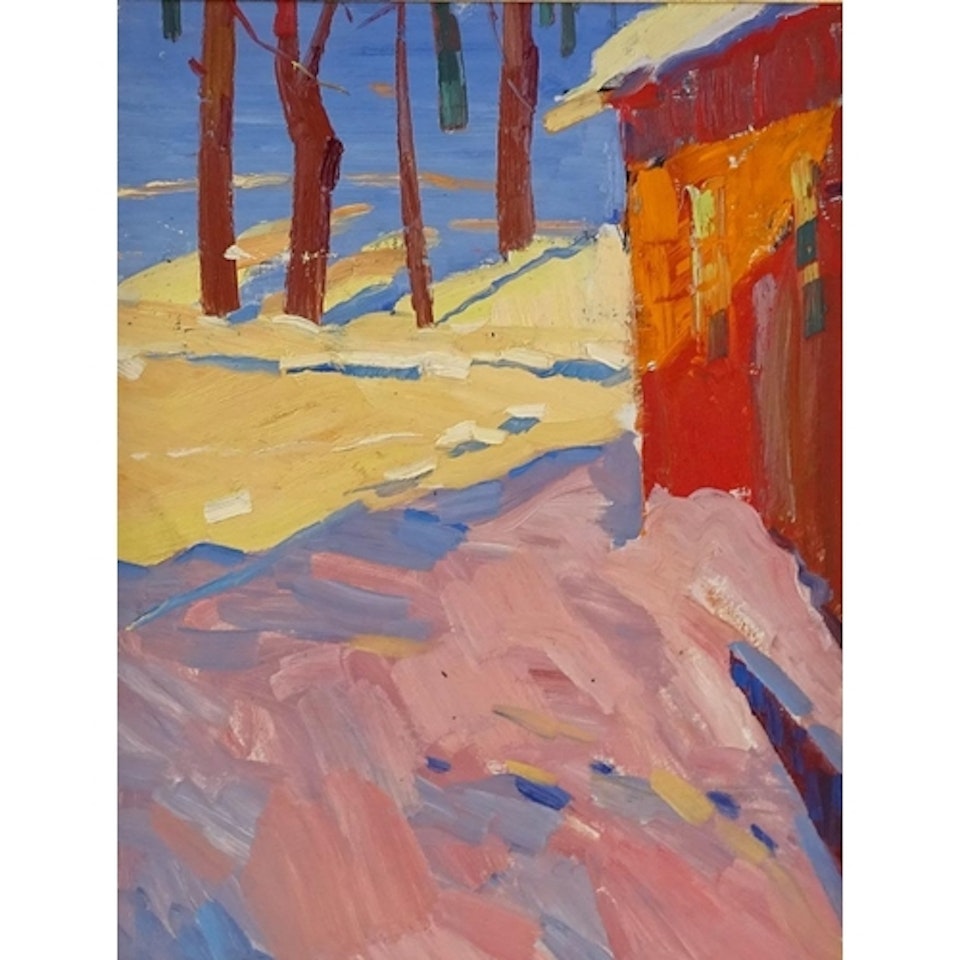 trees and buildings by Russian School