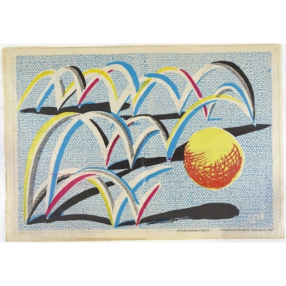colour lithograph, a bounce for Bradford by David Hockney
