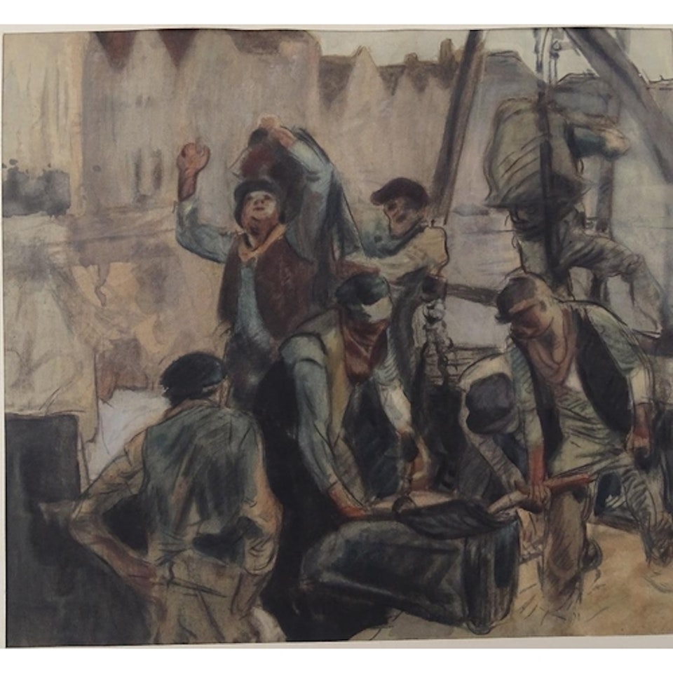 Unloading coal at bruges by Sir Frank Brangwyn