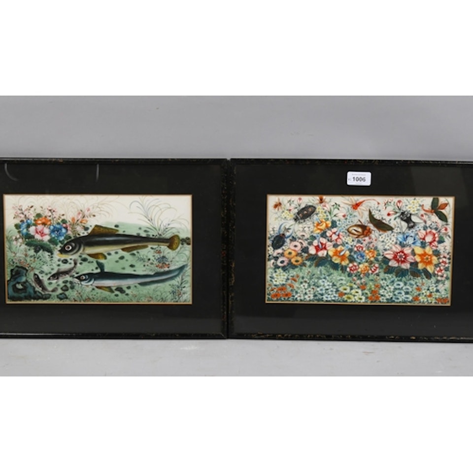 Pair of watercolours on rice paper by Chinese School