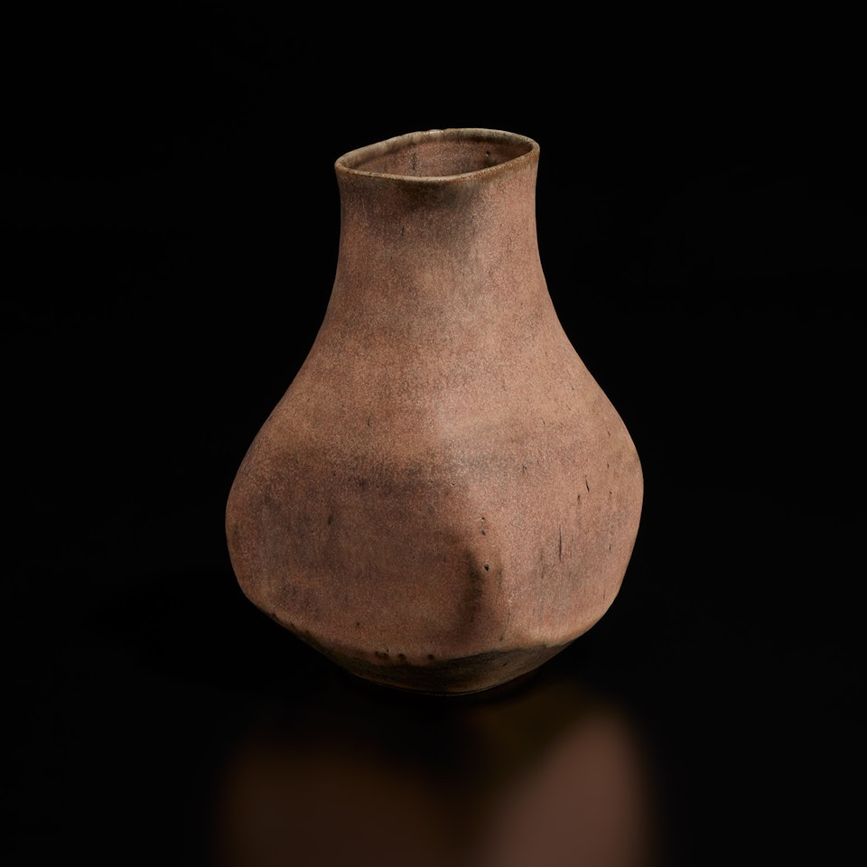 Vase with squared body and oval lip by Lucie Rie
