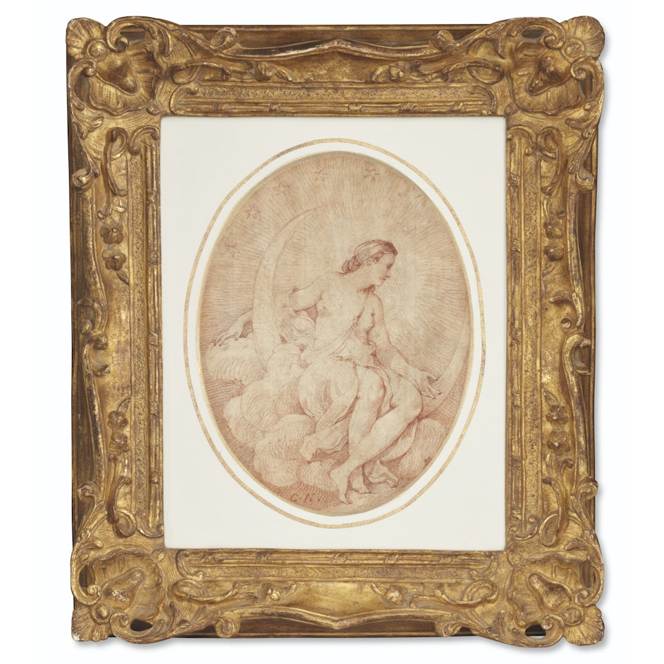 Diana seated on a crescent moon by Charles-Joseph Natoire