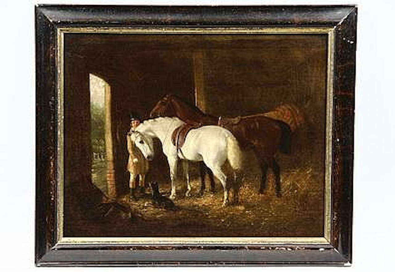 OOC - Groomsman with Two Horses in Stables by John Frederick Herring