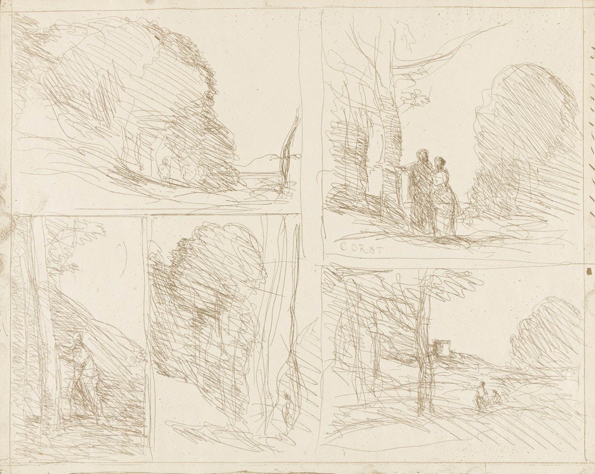 Cinq Sujets réunis by Jean Baptiste Camille Corot