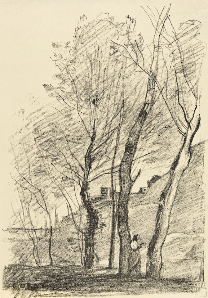 La Lecture sous les Arbres by Jean Baptiste Camille Corot