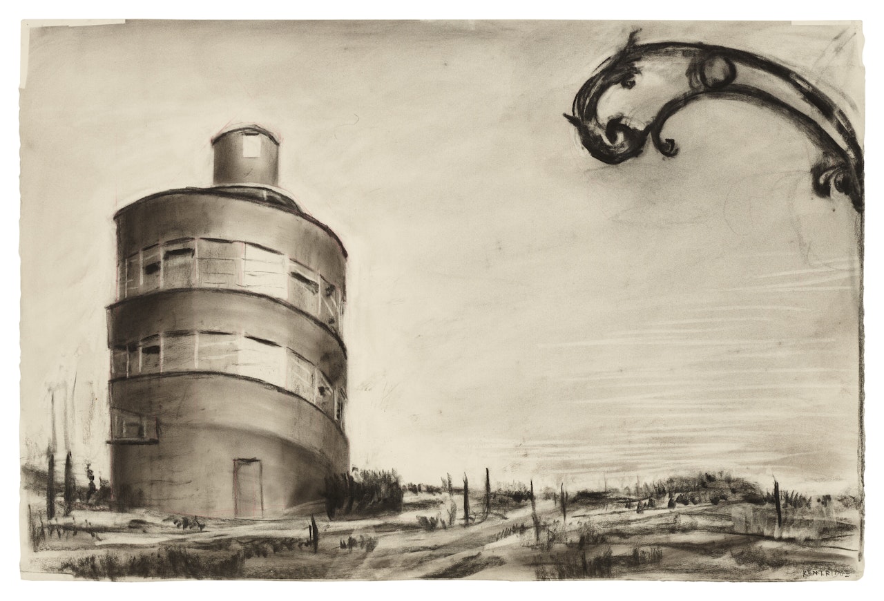 Drawing from "Zeno Writing" (Circular Building I) by William Kentridge