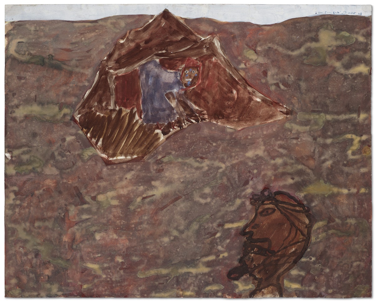 Femme Arabe Accroupie Sous Une Tente by Jean Dubuffet