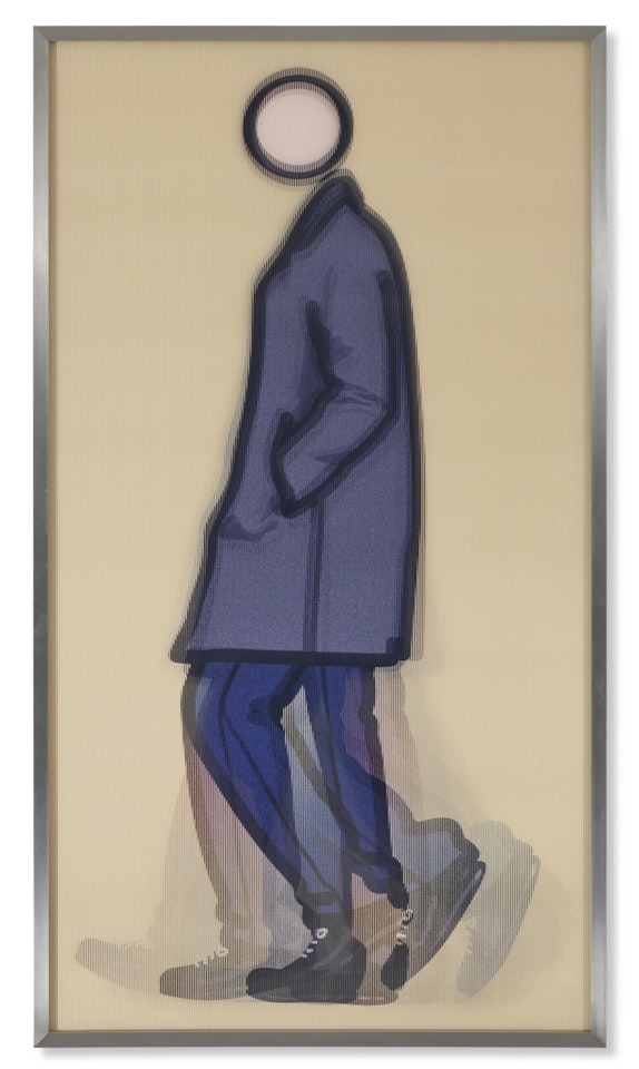 Jeremy walking in coat by Julian Opie