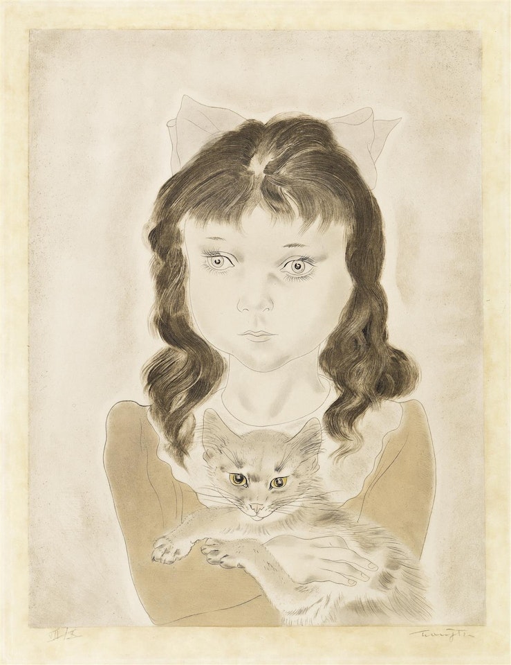 Fillette au Chat by Leonard Tsuguharu Foujita