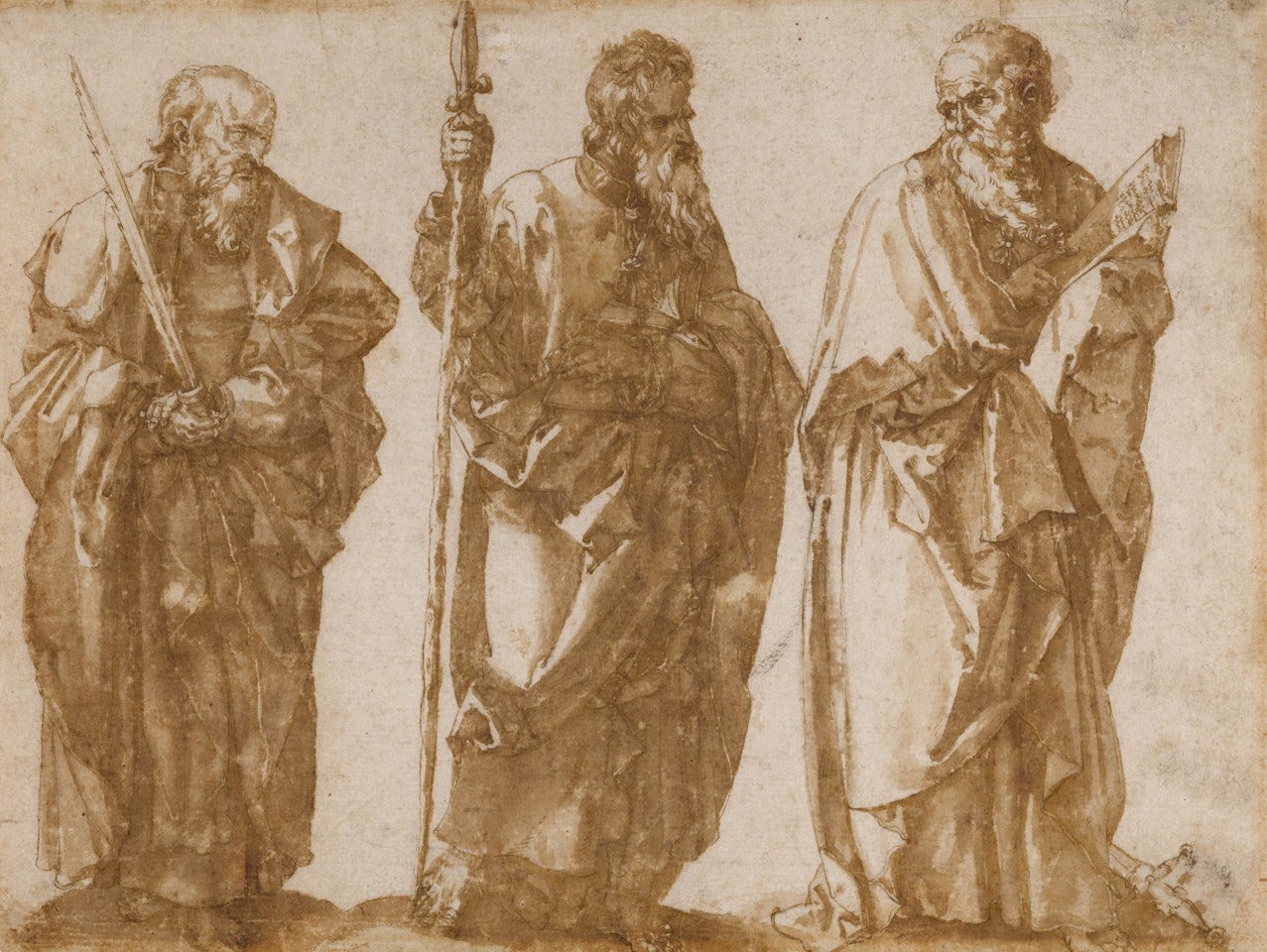 Saints Simon, Thomas and Paul, after Durer by Jan de Bisschop