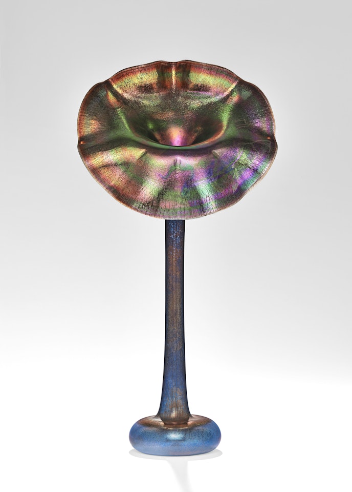 Rare Blue "Jack-in-the-Pulpit" Vase by Tiffany Studios