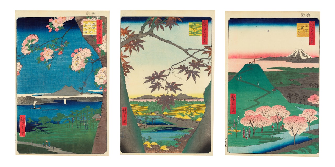 Sumidagawa suijin no mori massaki by Utagawa Hiroshige