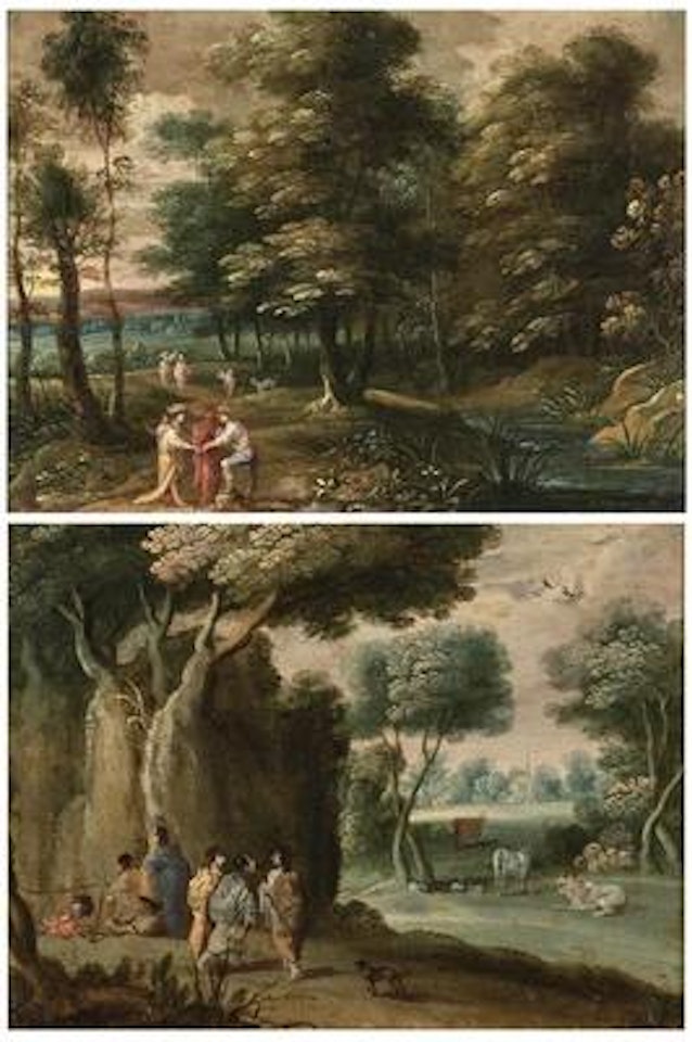 Wooded landscapes with figures by Flemish School