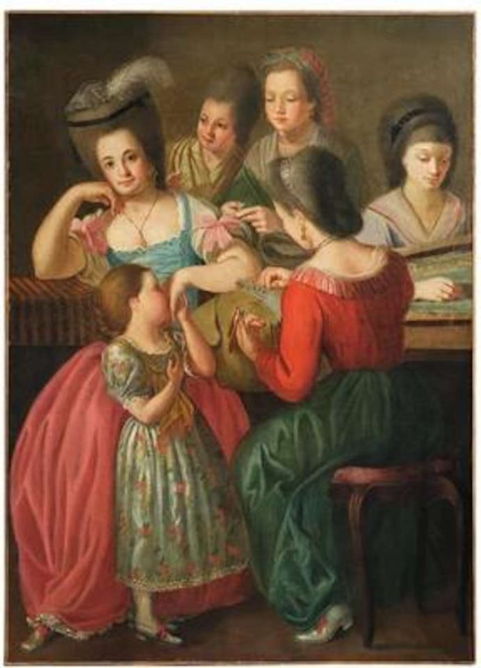 The sewing lesson by Neapolitan School
