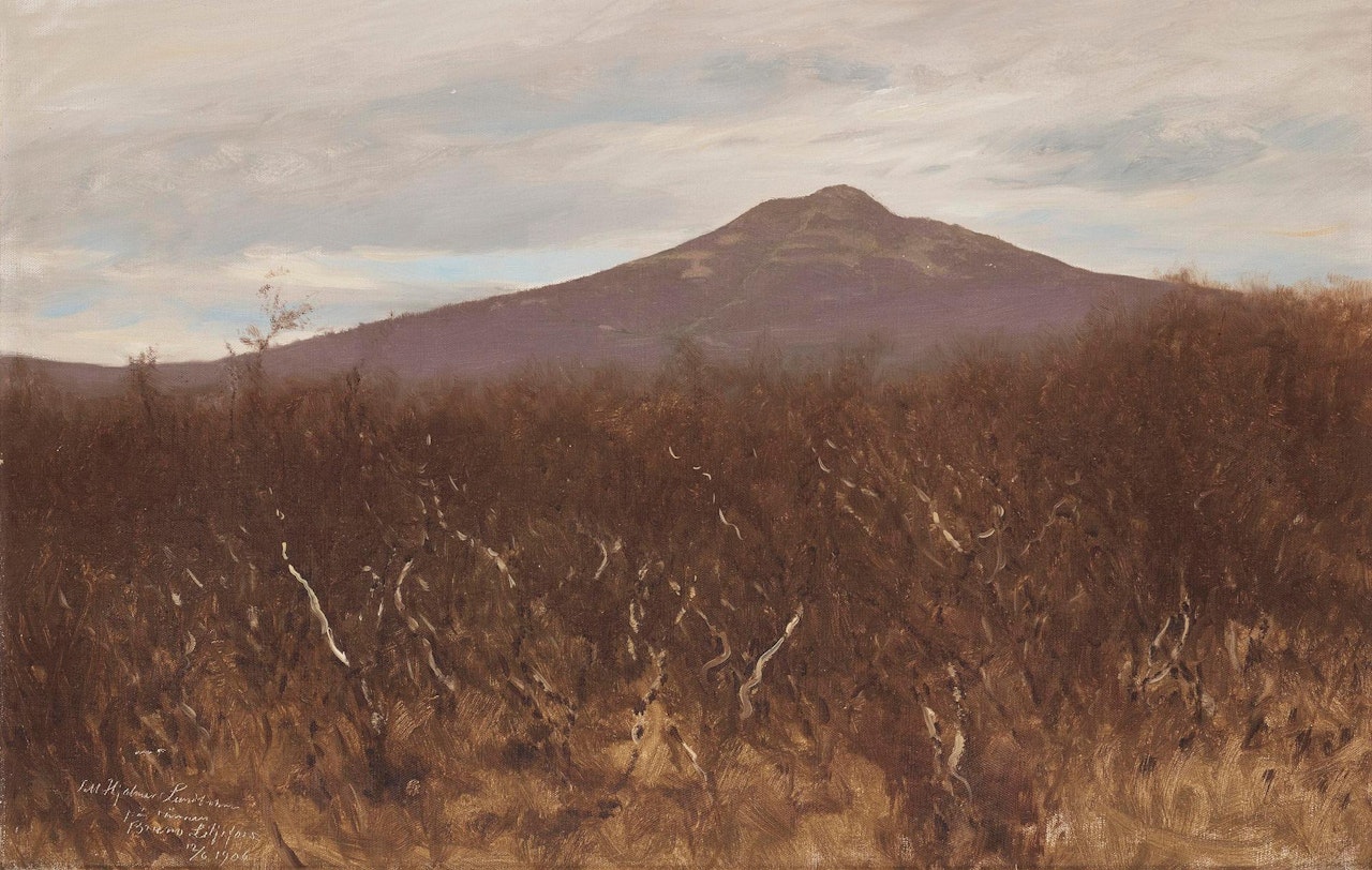 Autumn landscape with mountains, the Kiruna region by Bruno Liljefors