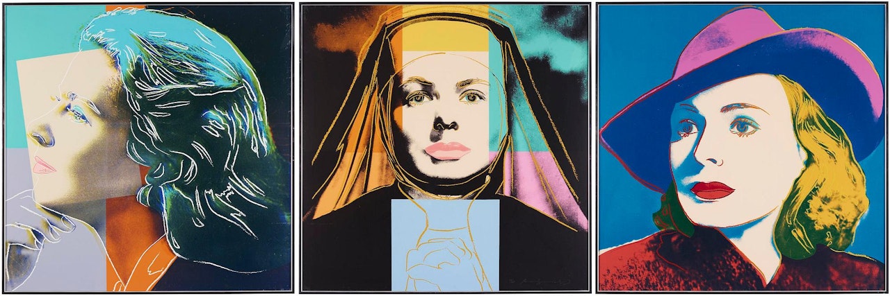 "Three portraits of Ingrid Bergman by Andy Warhol" by Andy Warhol