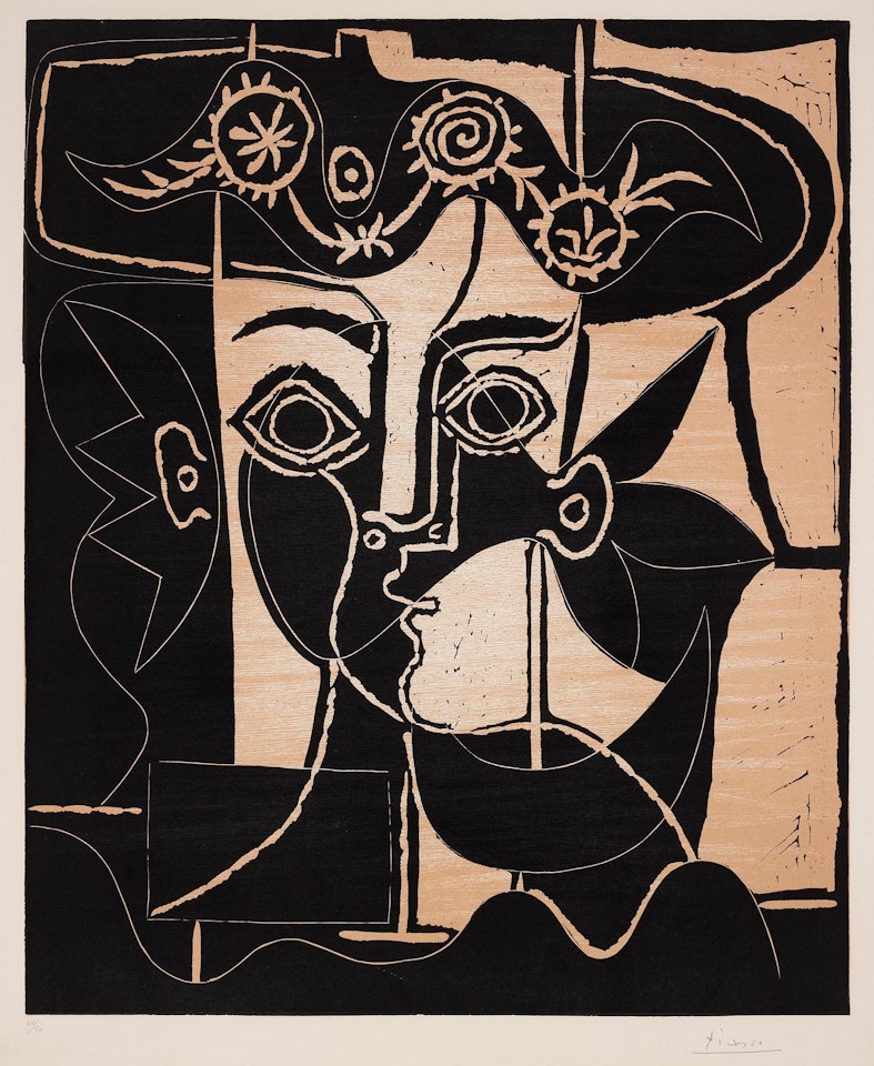 "Grande tête de femme au chapeau orné" by Pablo Picasso