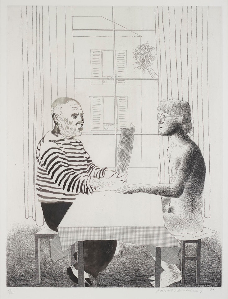 "Artist and Model" by David Hockney