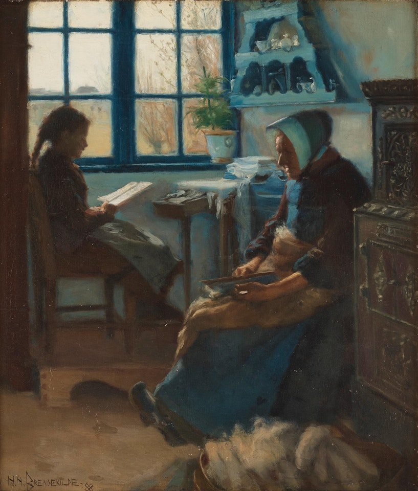 Reading by the window by Hans Andersen Brendekilde