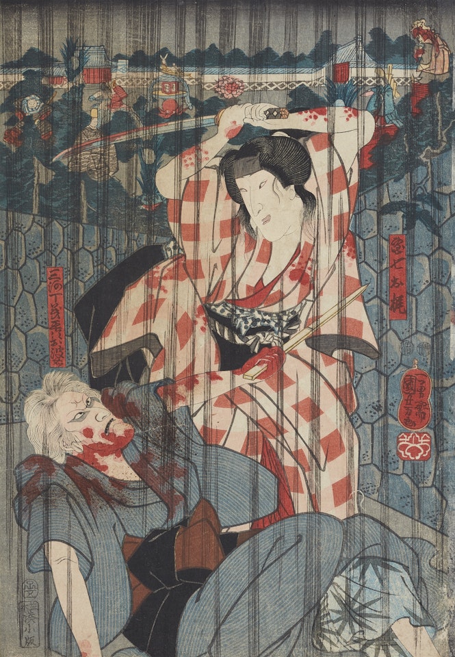 Gruesome theater scene by Utagawa Kuniyoshi