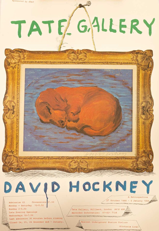 David Hockney: A Retrospective, 27 October 1988 - 8 January 1989"; Tate Gallery Exhibition Poster by David Hockney