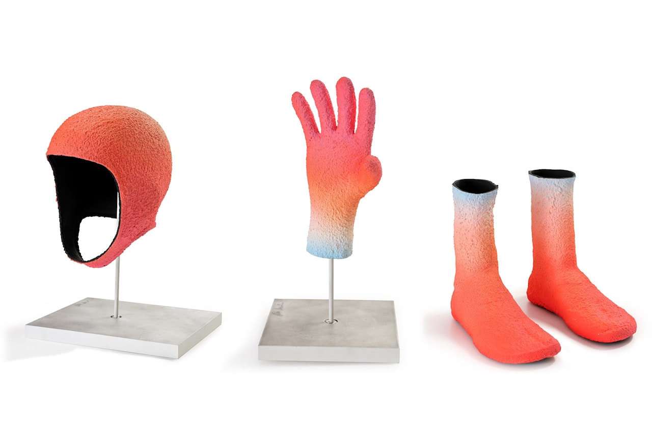 Two works: (i) Cap; (ii) Booties and Glove by Alex Israel