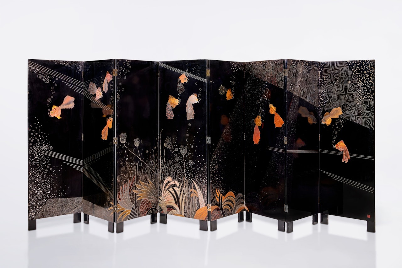 “Fond Marin” Eight-Panel Screen by Jean Dunand