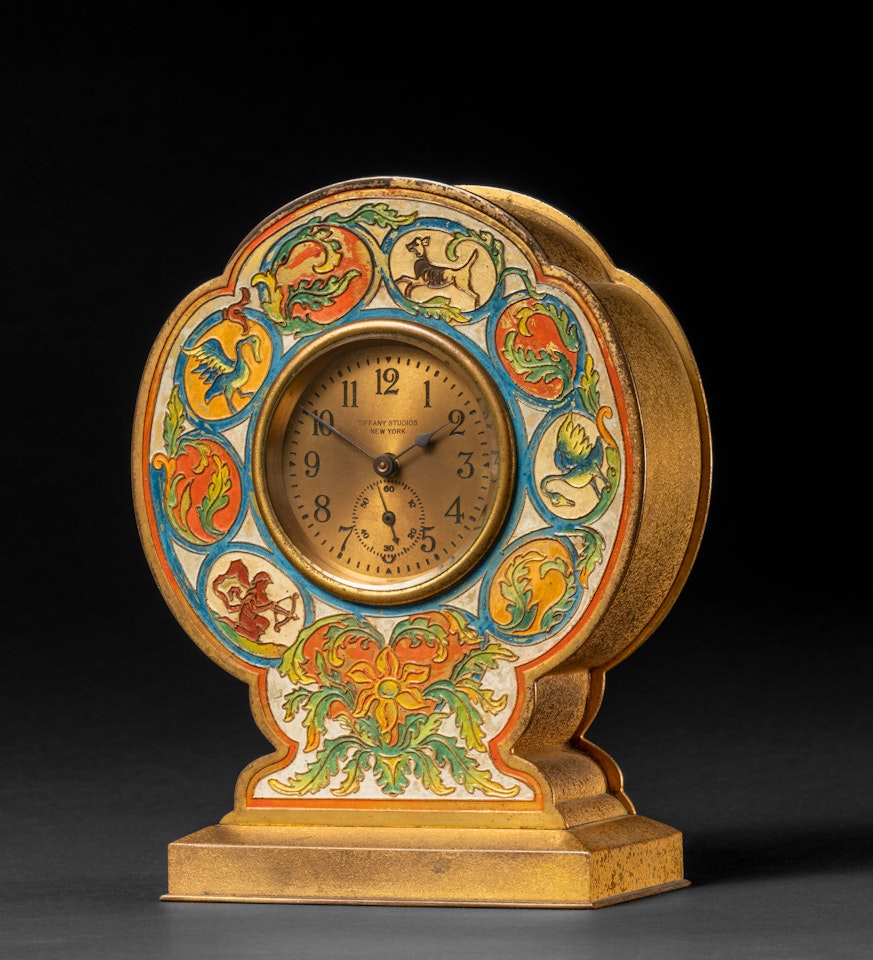 "Heraldic" Desk Clock by Tiffany Studios