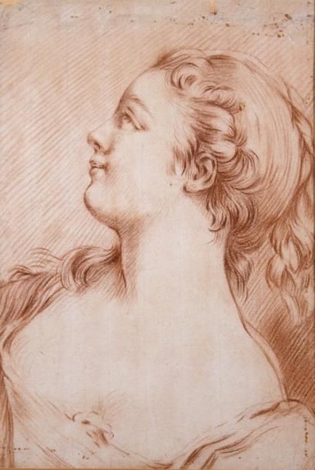 Young woman in bustSanguine by French School