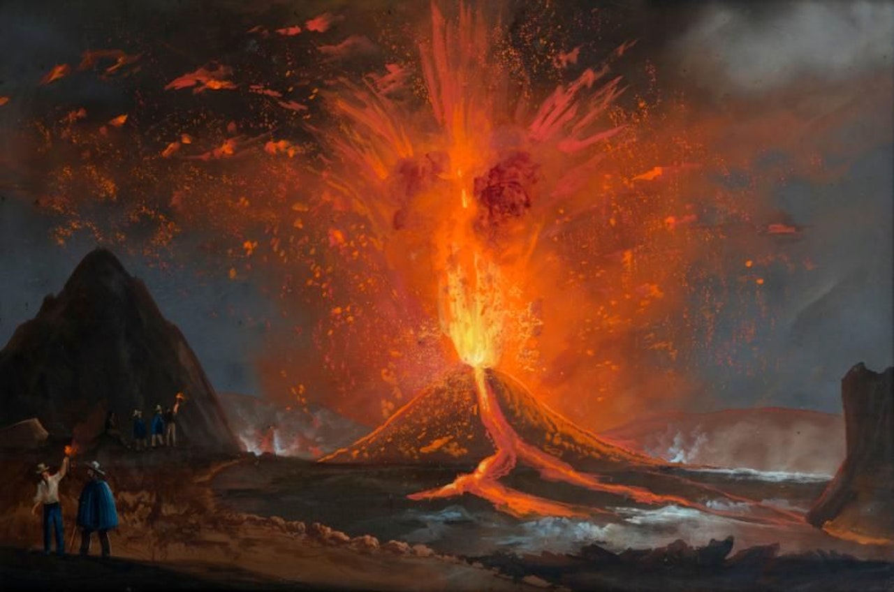 Eruption, at night by Neapolitan School