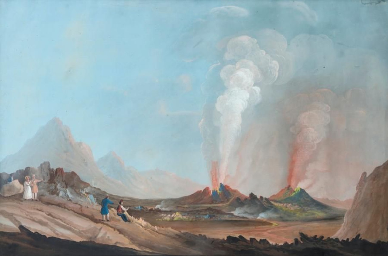 Volcanoes erupting by Neapolitan School