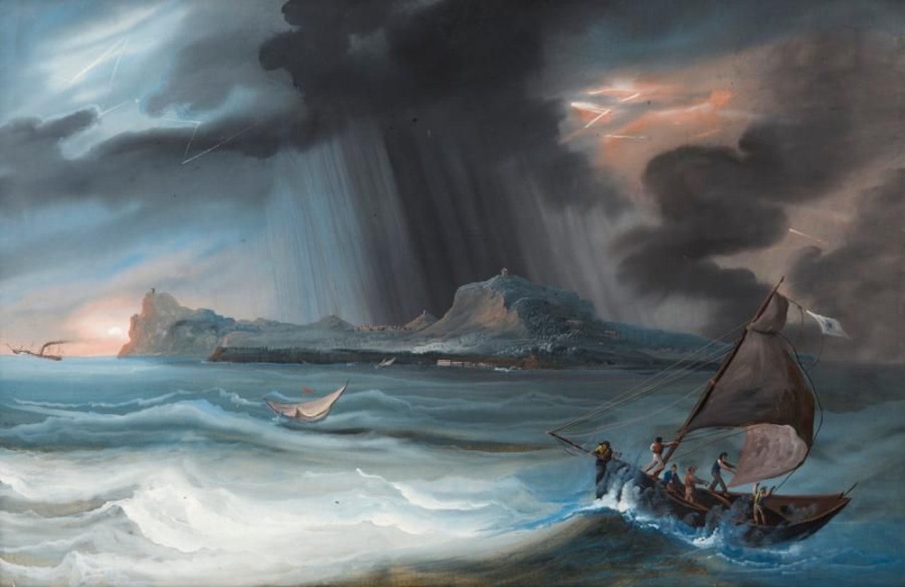 Boat in the storm by Neapolitan School