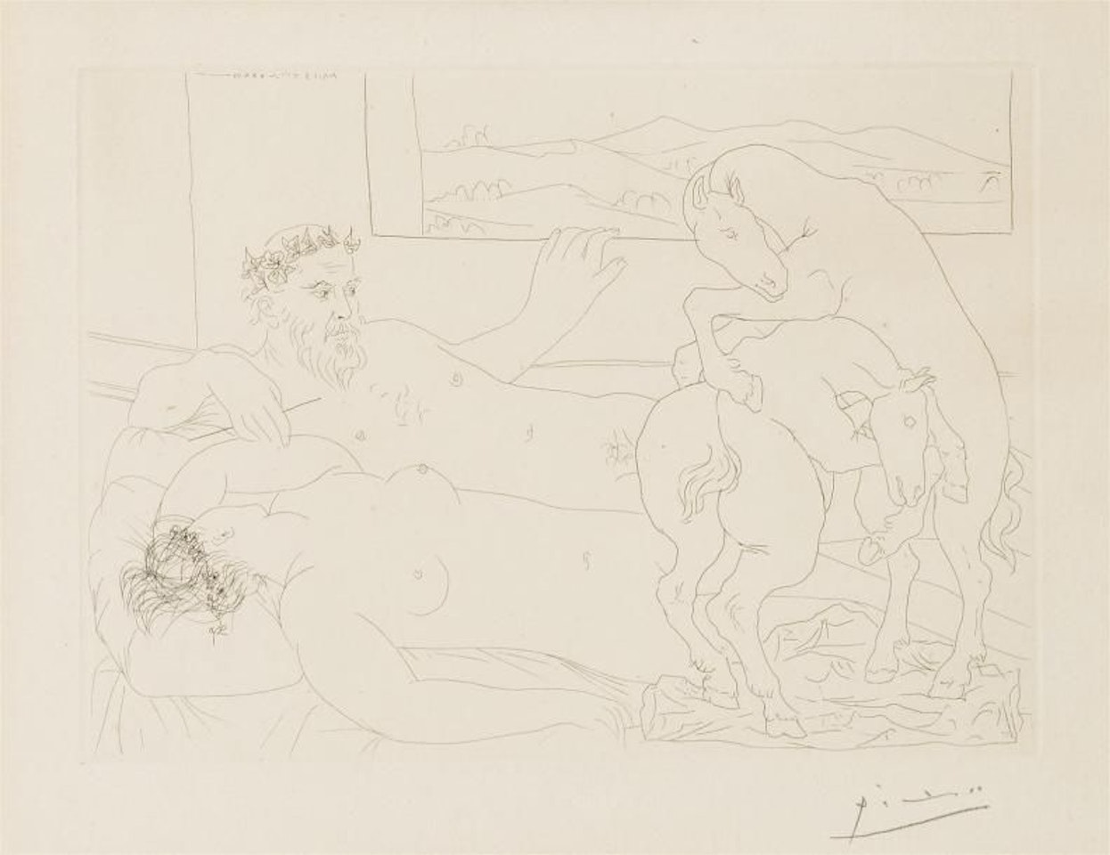 The Sculptor"s Rest, III; plate 64 from the Vollard Suite by Pablo Picasso